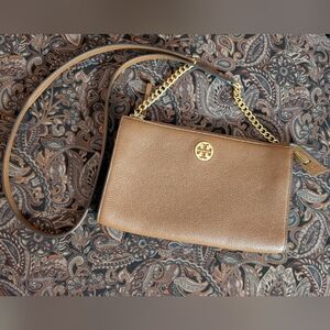 Tory Burch Pebbled Leather Crossbody Or Clutch With Removable Straps MK As Is